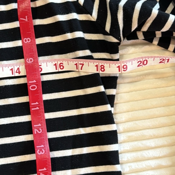 Ampersand Double Hoodie Black White Gray Stripe Baseball Style Tunic Sweatshirt - Picture 6 of 13